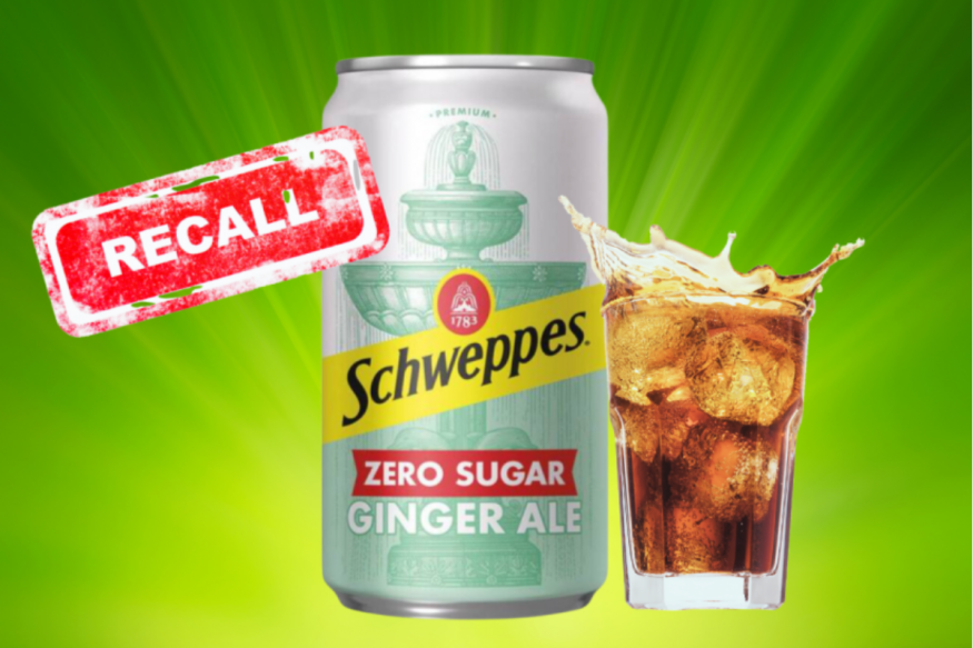 Schweppes Zero Sugar Ginger Ale is under recall